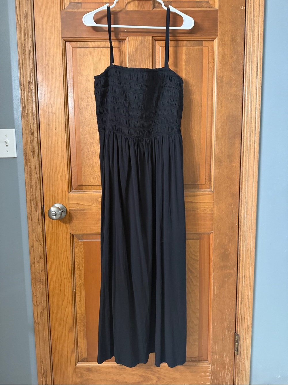 Market & Spruce Black Smocked Bodice Maxi Dress